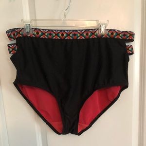 black bathing suit bottom w aztec pattern